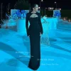 Robe de Soirée de Forme Sirène à Manches sulfpour Femme, Tenue Élégante et Moderne, de Couleur Noire, Dubaï, Sexy