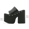 gdgydh populaire style européen et américain sandales à talons compensés à semelles épaisses pour femmes plate forme pantoufles classiques en plein air noir