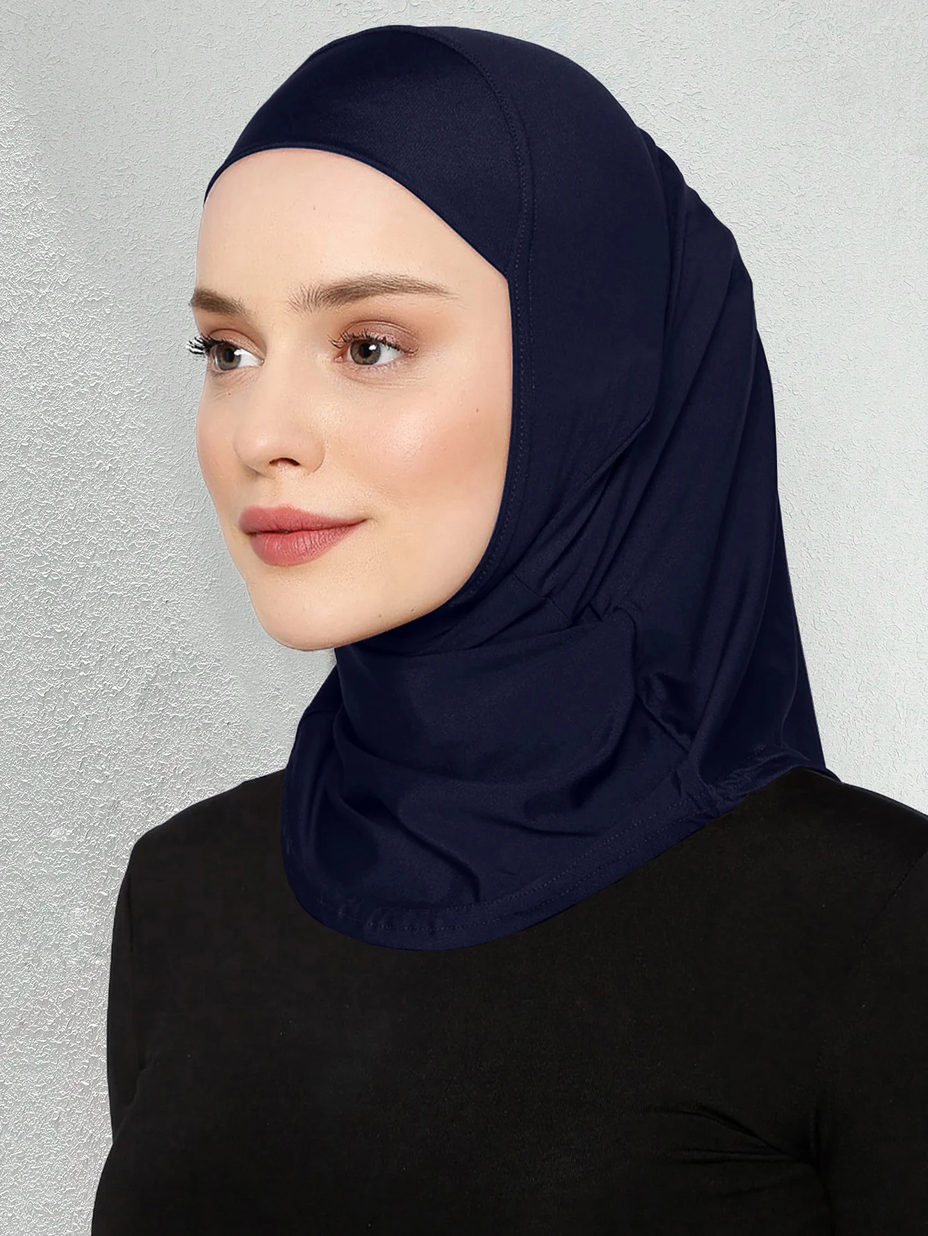 hijab de sport en polyester pour femme musulmane, couvre chef élégant pour document solide, toutes saisons, 1pc