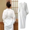kimono japonais traditionnel blanc avec ceinture, manches sulf, entrée, pyjama pour vacances, spa, hôpital, ptfe ver et gym