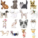 Broche chiot en strass pour femmes, unisexe, en émail, Animal, épingles à revers pour chien, sac à dos de fête de Banquet, cadeaux, accessoires bijoux