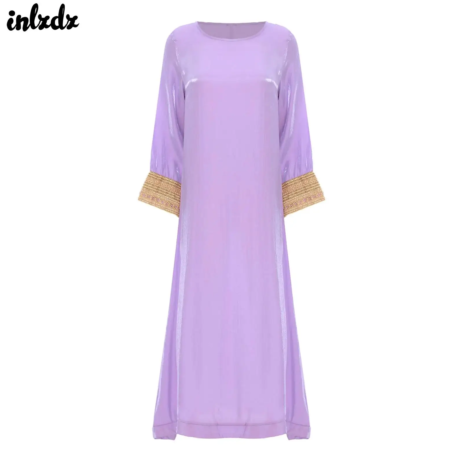 Womens Muslim Arabic Abaya Maxi Long Dress Pullover Robe Shiny Long Sleeve Loose Dubai Saudi Arabia Middle East Kaftan Dress Womens Muslim Arabic Abaya Maxi Long Dress Pullover Robe Shiny Long Sleeve Loose Dubai Saudi Arabia Middle East Kaftan Dress