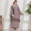 moyen orient arabe musulman nouvelle mode femmes couleur unie décontracté à la mode élégant ample manches chauve souris robes femmes vêtements abaya