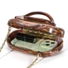 pochette de luxe en acrylique pour femmes, sac à bandoulière de soirée vintage en coquille de marbre avec chaîne, sac à main à bandoulière, portefeuilles de vacances