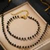 ensemble de bijoux pour femmes, 2 pièces, simple, atmosphérique, design de perles d'imitation noires, bijoux exquis, cadeaux de fête