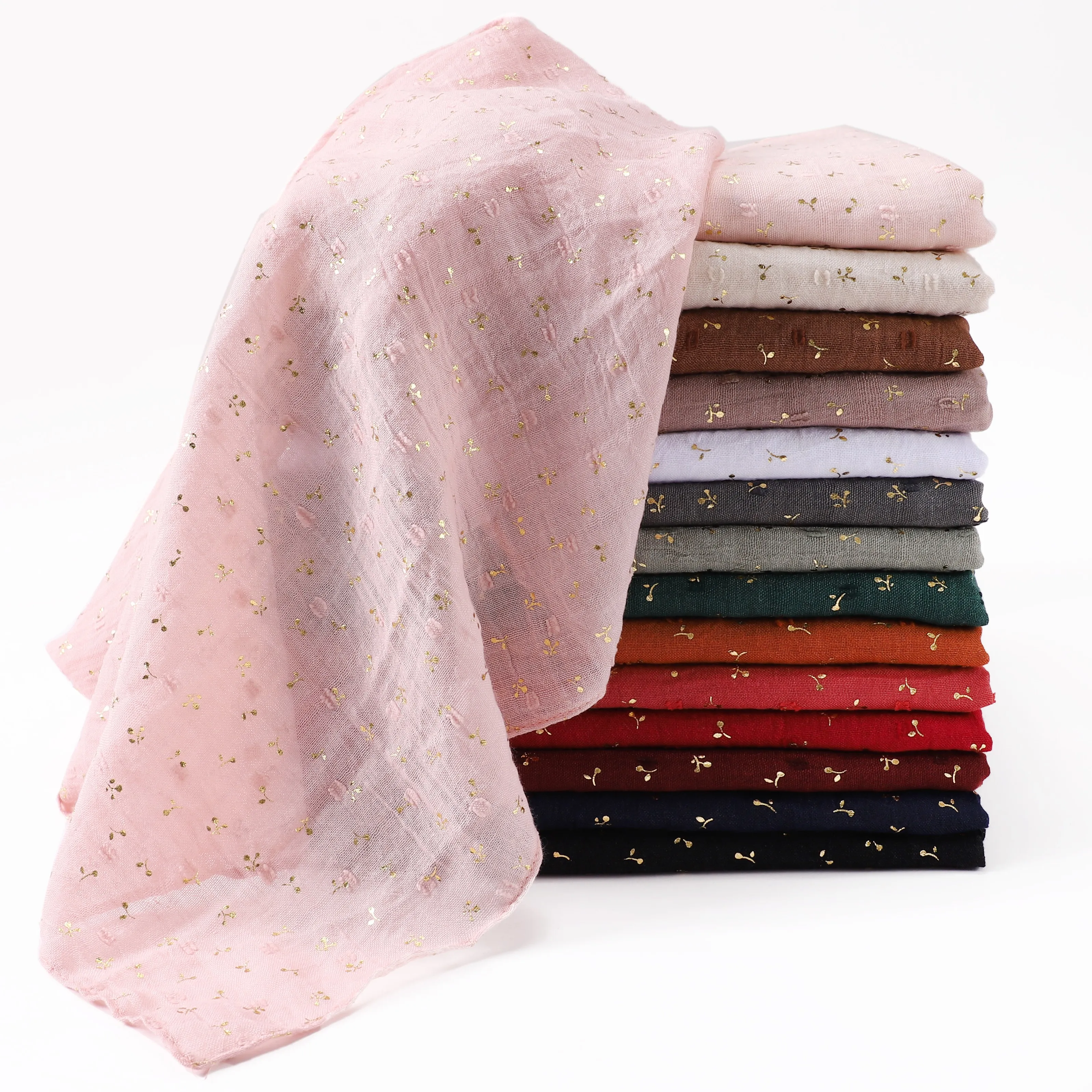 Foulard à Cuir oral elu Rond pour Femme, Châle Bronzant, Bande de Sauna, Crique Musulmane, Coton Froissé, Viscose, Hijab, 1 Pièce