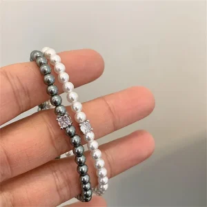 Bracelet de perles en Zircon pour femmes, rétro français, Simple, fait à la main, nouveau, élégant, bijoux de luxe, cadeaux d&rsquo;anniversaire pour femmes