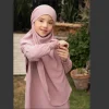 abayas noires pour enfants, col rond, sans extensible, manches longues, vêtements de prière ramadam, caftan de luxe musulman de dubaï pour enfants