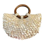 Pochette en perles de coquillage, sac à main fait à la main avec poignée supérieure, sac à main de soirée de luxe de styliste pour femmes, vacances d&rsquo;été