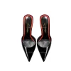 Baotou – sandales noires pour femmes, talons hauts pointus, talons Ultra fins, demi-pantoufles vides au dos en un mot pour usage externe, nouvelle collection 2025
