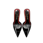 Baotou – sandales noires pour femmes, talons hauts pointus, talons Ultra fins, demi-pantoufles vides au dos en un mot pour usage externe, nouvelle collection 2025