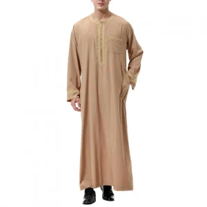 Vêtements musulmans traditionnels pour hommes, chemise musulmane, robe d’aviation, royauté islamique, robe de Dubaï, col rond, manches longues, rétro, adt Abaya Vêtements musulmans traditionnels pour hommes, chemise musulmane, robe d’aviation, royauté islamique, robe de Dubaï, col rond, manches longues, rétro, adt Abaya