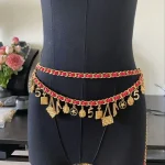 Ceinture de luxe vintage pour femmes, longue chaîne de taille faite à la main, à la mode