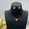 ensemble de bijoux couleur or exquis pour fête, boucles d'oreilles en forme de cœur et chaîne pendentif, ensemble de bijoux de mariée américains pour fête de fiançailles