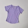 haut de yoga en maille respirante pour femmes, t shirt d'entraînement léger d'été, t shirt à col rond coupe ample pour la salle de sport et la course