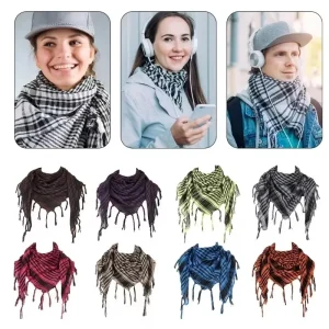 1/3/5 pièces écharpe respirante pour toutes les saisons, hommes et femmes Plaid coupe-vent arabe carré coupe-vent décontracté gland écharpe