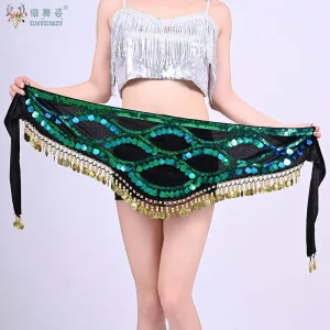 Chaîne de taille pour pratique de la danse du ventre, ceinture de spectacle de danse indienne à paillettes faite à la main pour adultes et enfants, écharpe de hanche de danse orientale