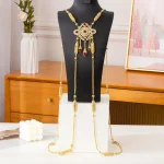 Chaîne d&rsquo;épaule de mariée arabe, bijoux faits à la main, Micro-incrusté de strass en métal, accessoires de corps de mariage marocain
