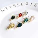 Boucles d&rsquo;oreilles plaquées or avec strass K, 6 pièces, pour femmes et filles, composant de bijoux, accessoires matériels faits à la main, bricolage