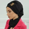 Élégant plaine musulman instantané turban hijab femmes bandeau pour dames, conception de boucle en métal
