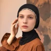 hijab musulman avec strass scintillants pour femme, couverture de dos, hijab, initié, jersey doux, turban, Écharpe islamique, solide, document instantané