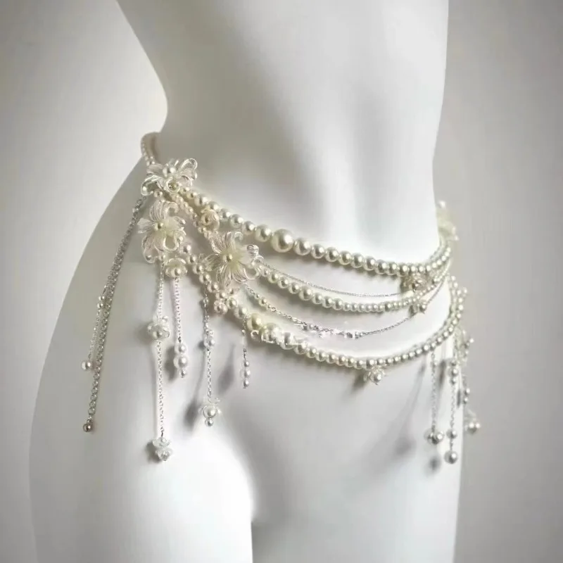 Y2K – ceinture de styliste multicouche en perles pour femmes, chaîne de taille, mode caractère rétro, vêtements de jeu, accessoires, ceintures de fête