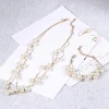 ensemble de bijoux de mariée pour femme, collier + bracelet + boucle d'oreille, couleur or/argent, imitation de perles, à la mode, s441 m