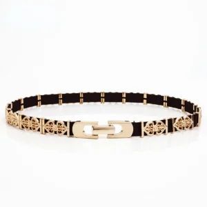 Ceinture élastique florale en alliage d&rsquo;or pour femmes, ceinture rétro creuse, accessoires de robe décontractés, ceinture réglable de créateur d&rsquo;affaires, mode