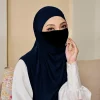 ramadan printemps été respirant sans repassage hijabs long instantané hijab femme prêt à porter avec des masques faciaux prêt à porter hijabs