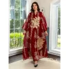 robe abaya brodée à paillettes personnalisées pour femmes, caftan marocain, turquie, arabe, jalabiya, robe ethnique islamique blanche, eid n, 2025