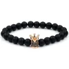 bracelet minimaliste en pierre sablée noire, mode européenne et américaine, couronne en zircon incrusté, bijoux de couple, cadeau de vacances