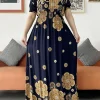 abaya dashiki à manches courtes pour femmes, robe maxi à imprimé floral africain, nouvelle collection été