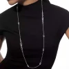 bijoux exquis collier long en argent s925 avec 10 pendentifs. convient pour femmes et hommes. peut être porté en double couche