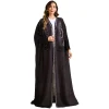 lanmrem abaya cardigan robe pour femmes plissé imprimé à manches longues trench manteau arabie saoudite élastique ample vêtements pour femmes 2db4557