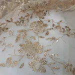 Tissu à paillettes collées pour robes, Tulle rose brillant, 1 mètre de large, 150cm, fleur bronzante pour fête