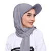 nouveau casquette de baseball hijab solide en mousseline de soie châle casquette femmes musulmanes écharpe instantanée