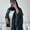 eid robe musulmane de luxe en satin pour femme, kimono à ailes de chauve souris, caftan de dubaï, kebaya, islam, modeste