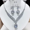 Ensemble collier et boucles d&rsquo;oreilles de luxe en Zircon à la mode – Combo de bijoux élégants pour femmes