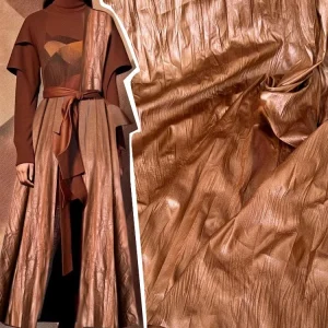 Tissu plissé irrégulier couleur café marron, pour design créatif rétro mode vêtements bricolage tissu à coudre au mètre matériel