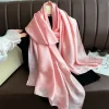 foulard en satin respirant de printemps, foulard en soie lisse de couleur unie, absorption de la sueur, écharpe hijab carrée légère pour vacances