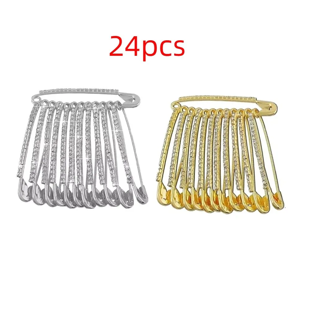 Épingles de sûreté en strass or/argent, accessoires de bijoux de Style coréen, épingles de robes de jupe, Design Vintage brillant