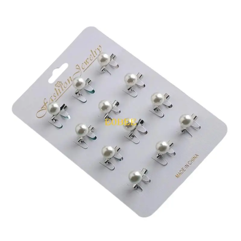 E0be Pack 12 fausses perles embellies Écharpe Fattage Pin sécurité pour châle hijab musulmans femmes broches décoratives
