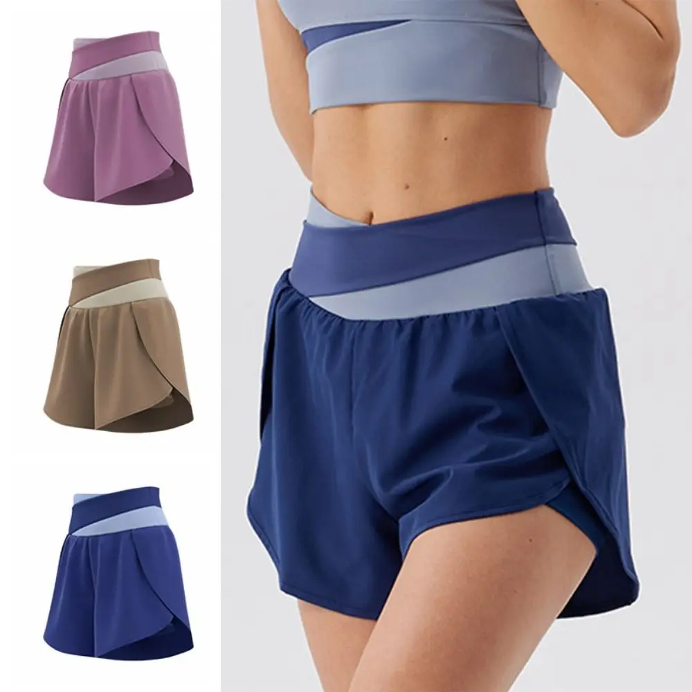 Short de sport respirant 2 en 1 pour femmes, doublure intérieure, jupe de Yoga colorée, poches latérales pour téléphone, ceinture élastique