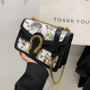 2025 nouveau sac pour femmes-petit carré imprimé ethnique, messager à bandoulière en chaîne polyvalent, sac Bacchus tendance pour les voyages en plein air