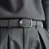 Ceinture de tissage ceinture à la mode pour hommes pour jeunes adultes ceinture de pantalon en toile multifonctionnelle décontractée avec goujons de Golf élastiques tissu Lea