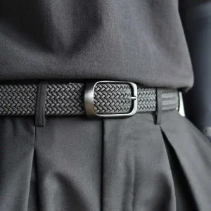 Ceinture de tissage ceinture à la mode pour hommes pour jeunes adultes ceinture de pantalon en toile multifonctionnelle décontractée avec goujons de Golf élastiques tissu Lea