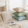 housses de coussin beiges en velours côtelé, rayures boho, épissage texturé, housses de coussin douces pour canapé, décoration d'intérieur, 18x18 po