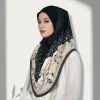 nouveau populaire élégant en mousseline de soie hijabs femmes tête enveloppement carré écharpe mode imprimé fleuri diamant turban casquette