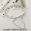 new 100cm pearl waist chains waist accessory temperament elegant body jewelry versatile pearl belt girls dress strap