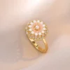 ensemble de bijoux fleur plaqué or rotatif pour femme, collier quartz rose tournesol, bague vintage, cadeau pour femme, nouveaux instituts, 2024